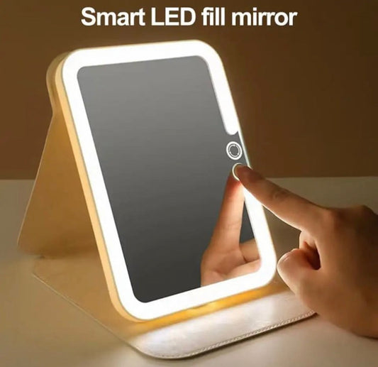 LED foldable makeup mirror Portable USB Rechargeable 3 Light Modes