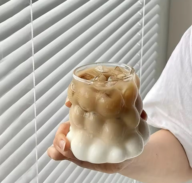 450ml Bubble Textured Coffee Glass with Handle