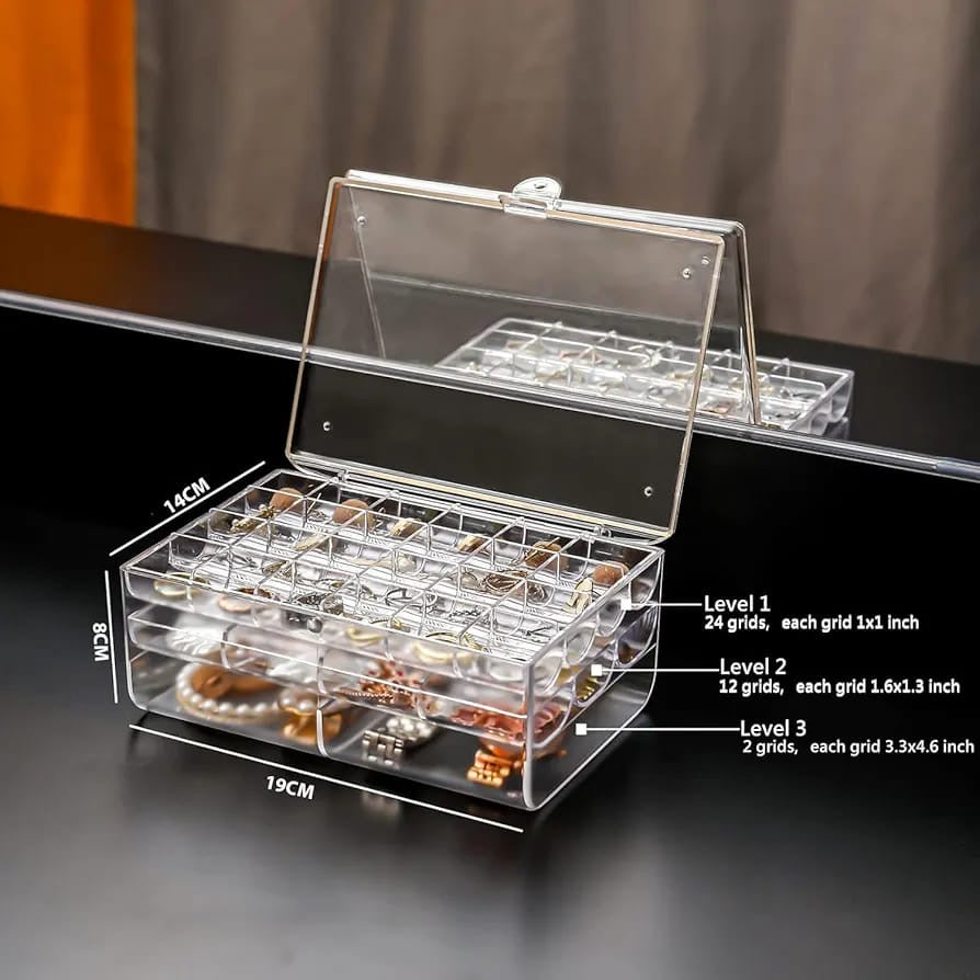 Multi Layer Acrylic Dustproof Jewellery Box Organizer