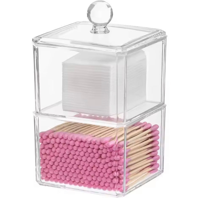 Double Layer Acrylic Cotton Buds & Cotton Pads Holder
