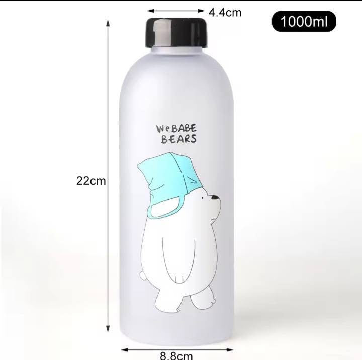 1000ml Cute Water Bottle with Straw