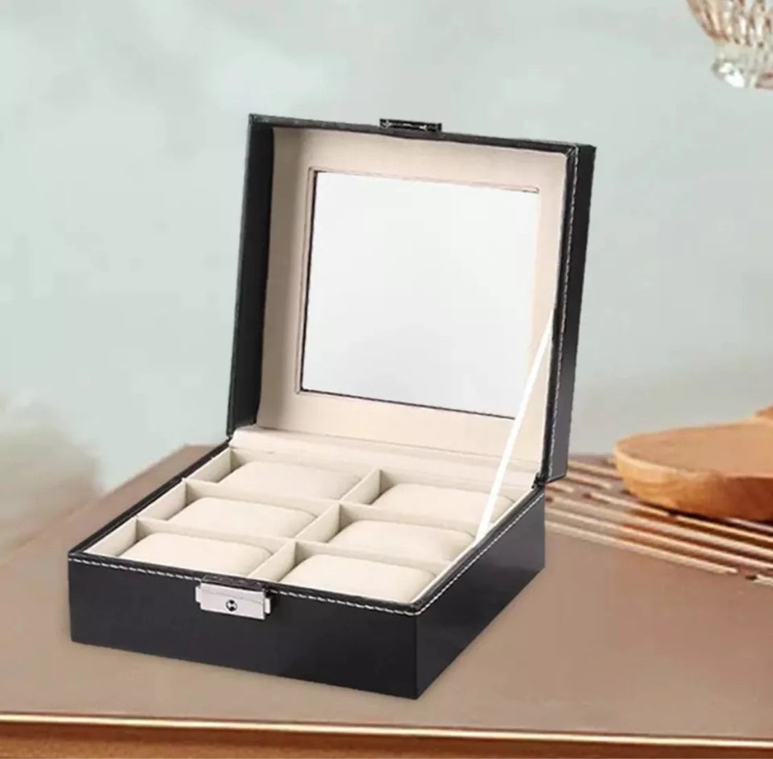 6 Grids Leather Watch Box Organizer
