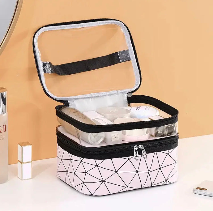Women Double Layer Cosmetics Makeup Bag
