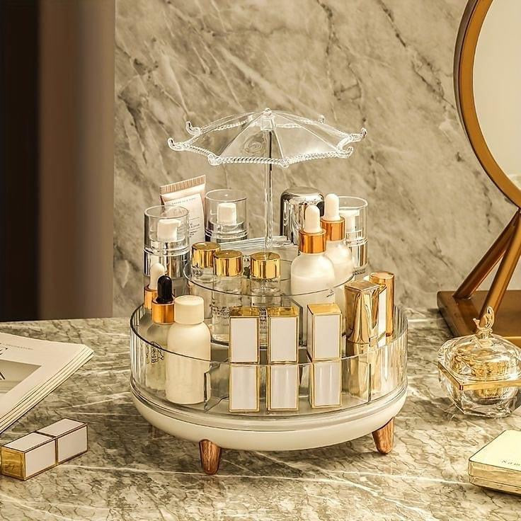 Umbrella 360 Rotating Cosmetics Makeup Organizer