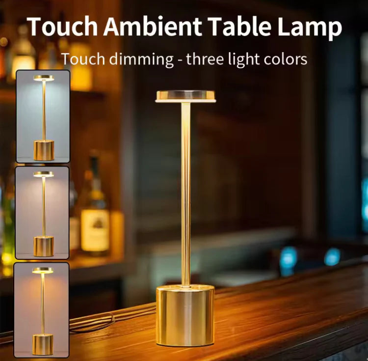 Modern Rechargeable Metal LED Touch Lamp with Three Modes of Light