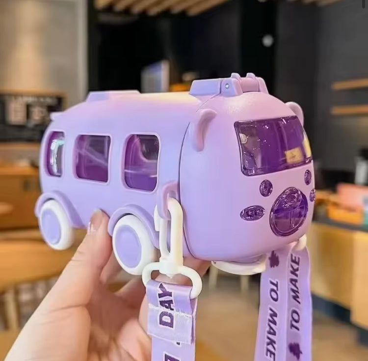 500ml Cute Bus Water Bottle for Kids with Strap