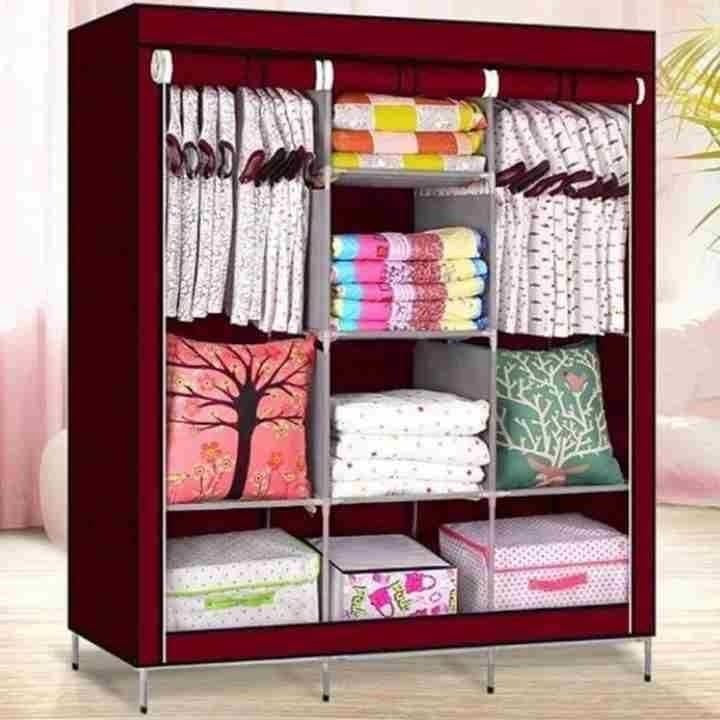 Large Capacity Non Wooven Wardrobe Foldable Portable Wardrobe with Partitions Cupboard.