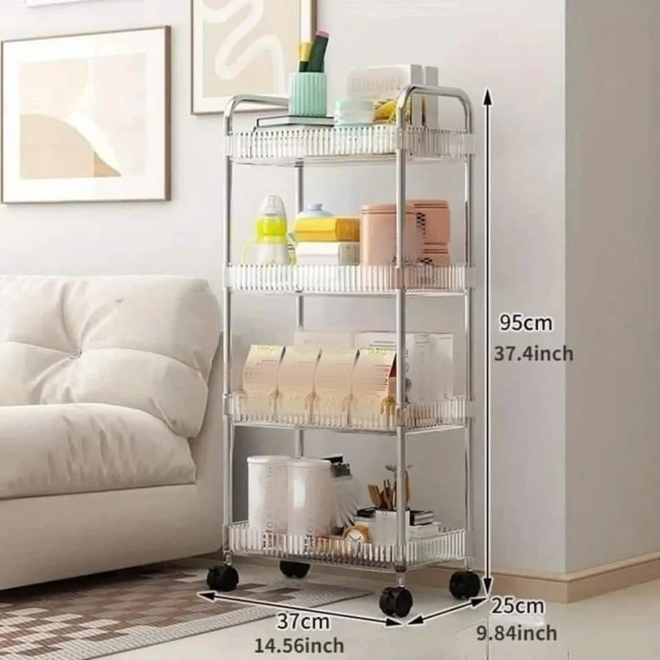 Acrylic Multipurpose Smart Trolley with Wheels
