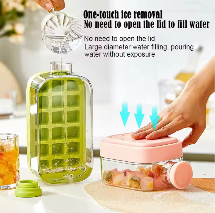 2 in 1 Press Ice Cube Tray with Water Bottle