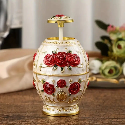 Elegant Rose Embossed Egg Shaped Toothpick Holder