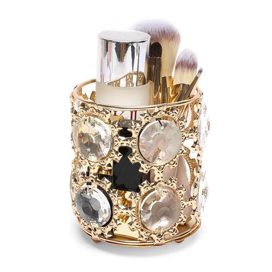 Crystal Metal Gold Brushes Holder