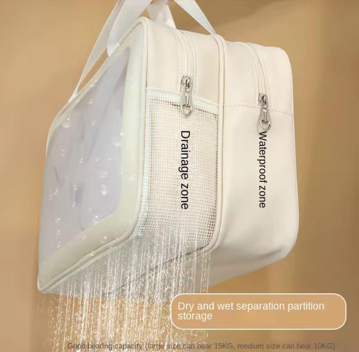 Large Capacity 2 in 1 Dry & Wet Double Layer Makeup Bag