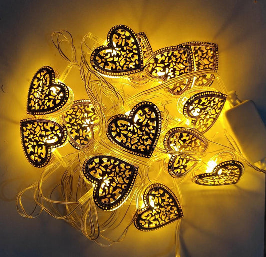 Led Metal Heart Warm Lights