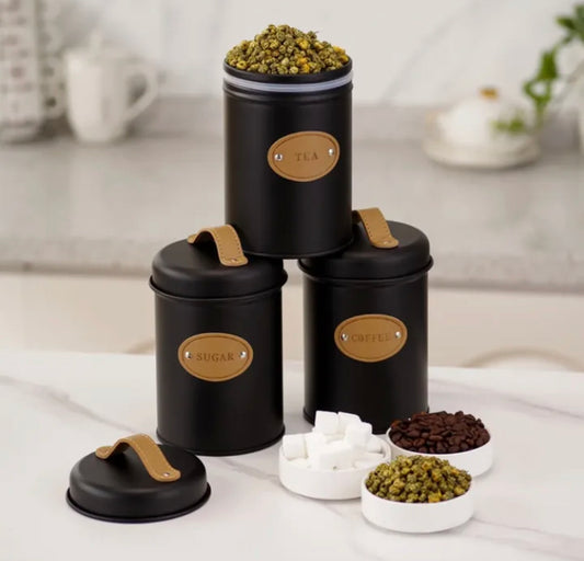 3 Pcs High Quality Metal Kitchen Jars Set