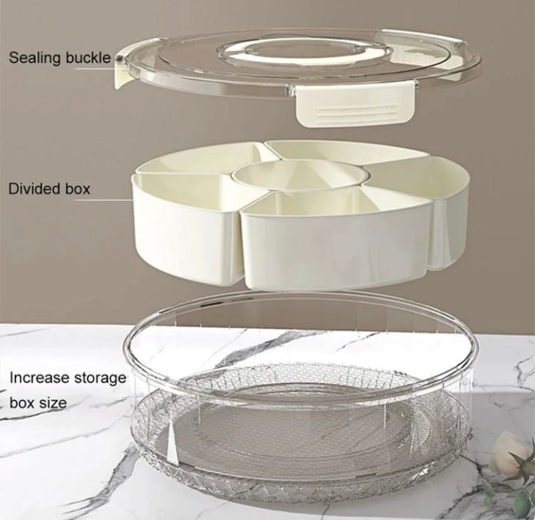 Rotating 6 Compartments Foodgrade Snack Storage Box
