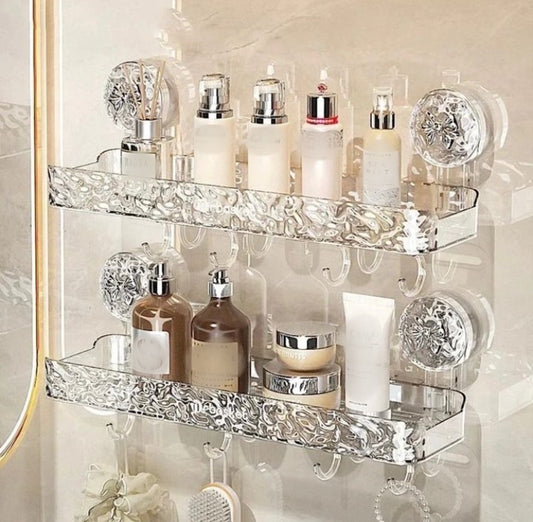 Luxury Wall Mounted Suction Shelf with Hooks