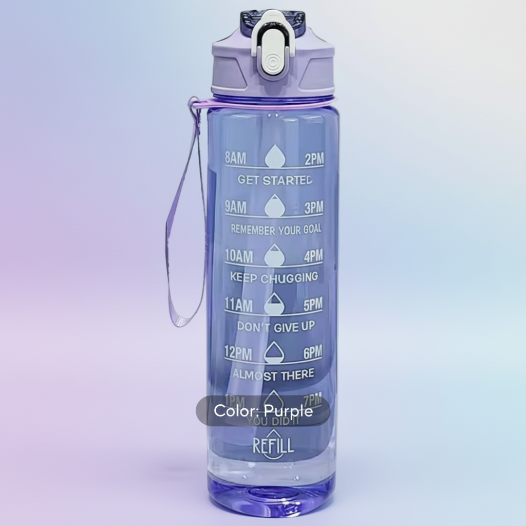900ml Transparent Leakproof Motivational Water Bottle