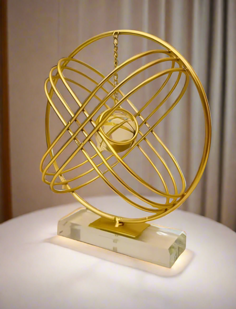 Metal crystal ball decoration. Living room, entrance, office, desktop arts and crafts decoration