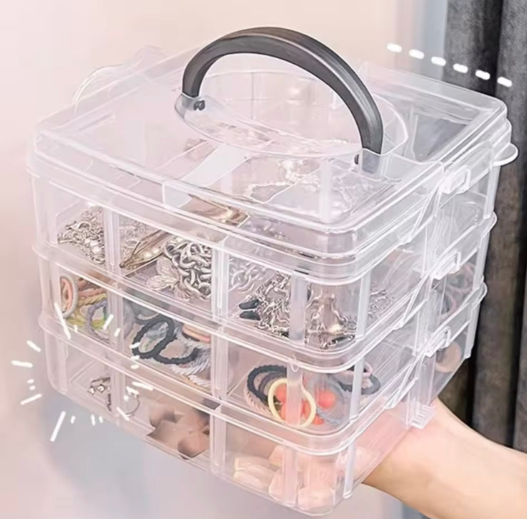 Three Layer Portable Jewellery Organizer with Lid
