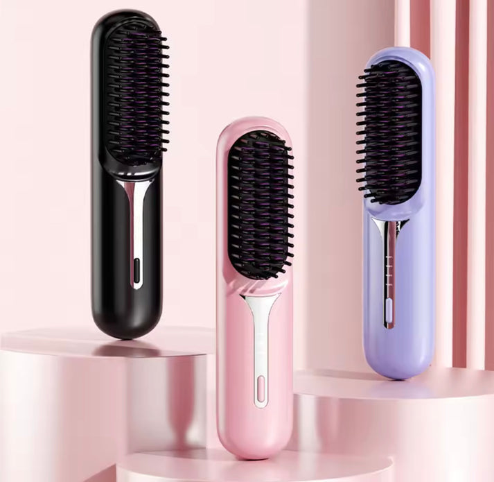 Rechargeable Wireless Hair Straightening Brush