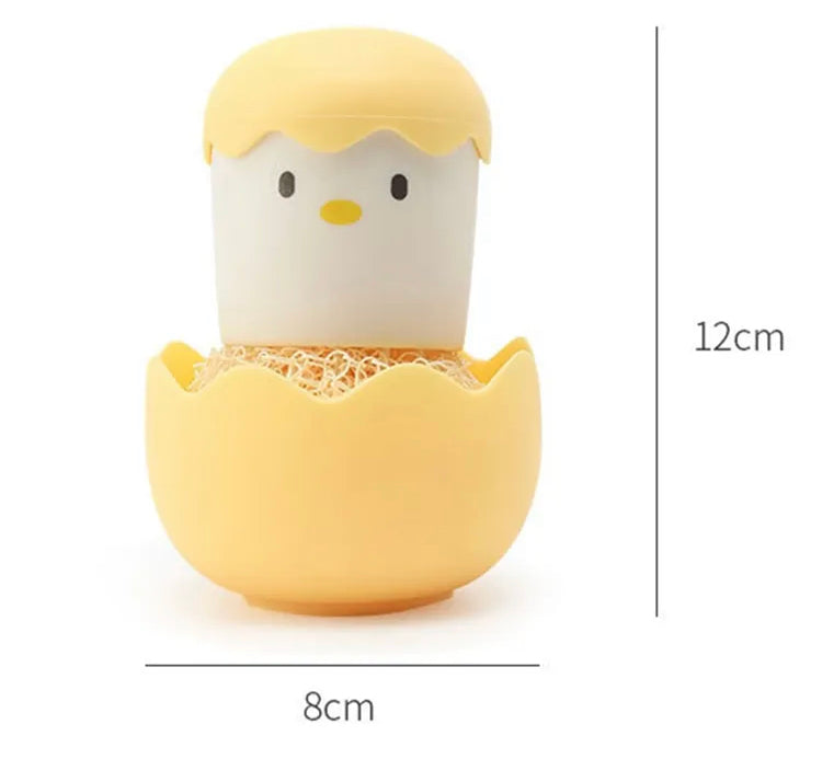 Cute Chick Egg Shaped Kitchen Sponge Holder with Scrubber