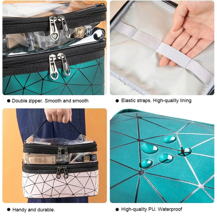 Women Double Layer Cosmetics Makeup Bag