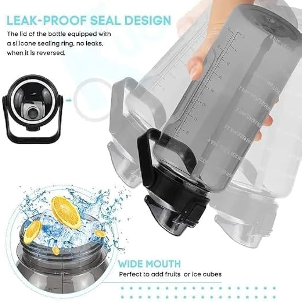 3 Pcs Motivational Transparent Water Bottle Set with Straw & Stickers