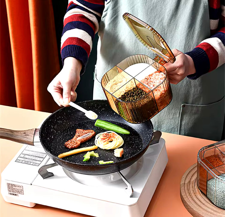 Luxury Acrylic 4 Compartments Spice Box with Spoons