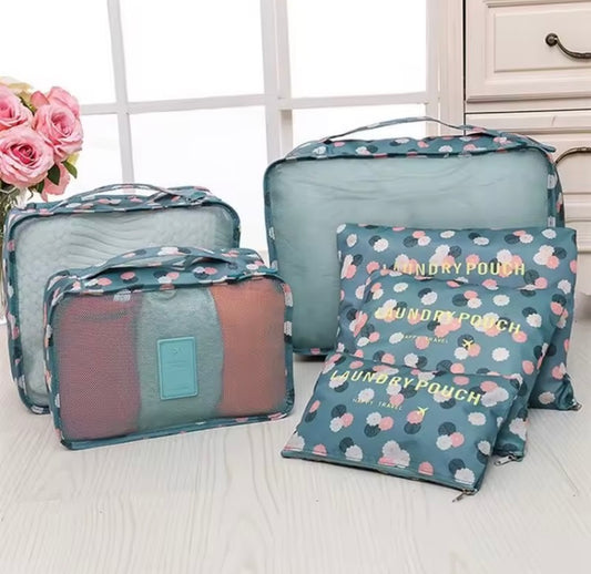6 Pcs Printed Set of Portable Travel Organizers