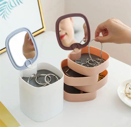 Four Layer Rotating Jewellery Organizer with Mirror
