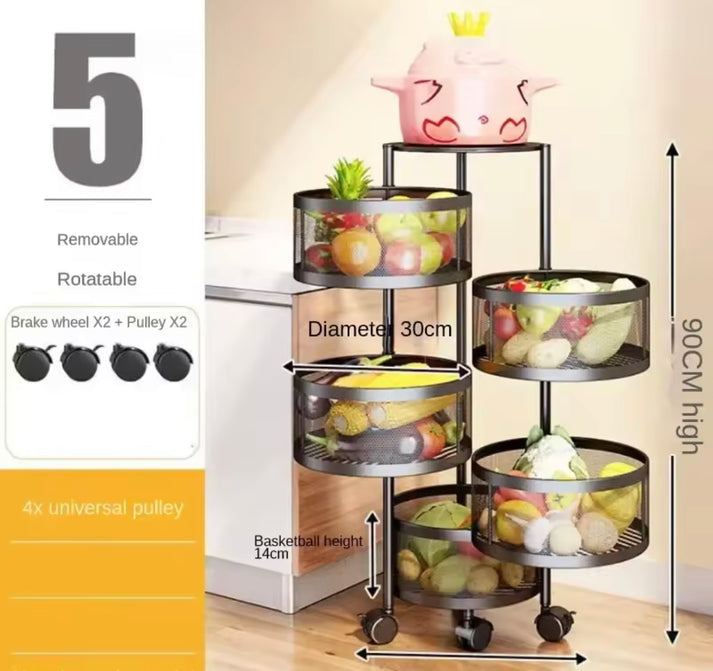 Metal Large Capacity Rotating Round Trolley with Wheels