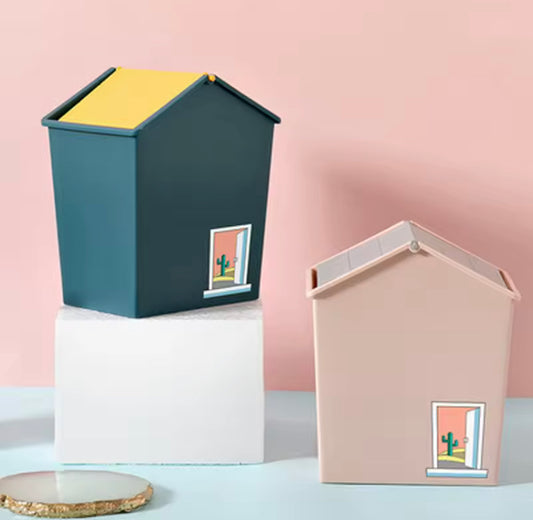 Creative House Shape Mini Portable Dustbin