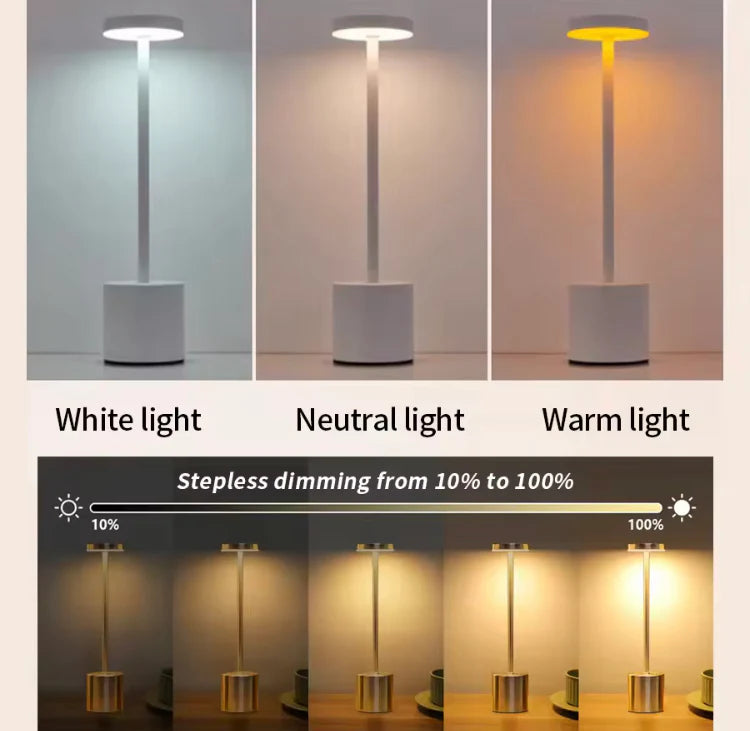 Modern Rechargeable Metal LED Touch Lamp with Three Modes of Light