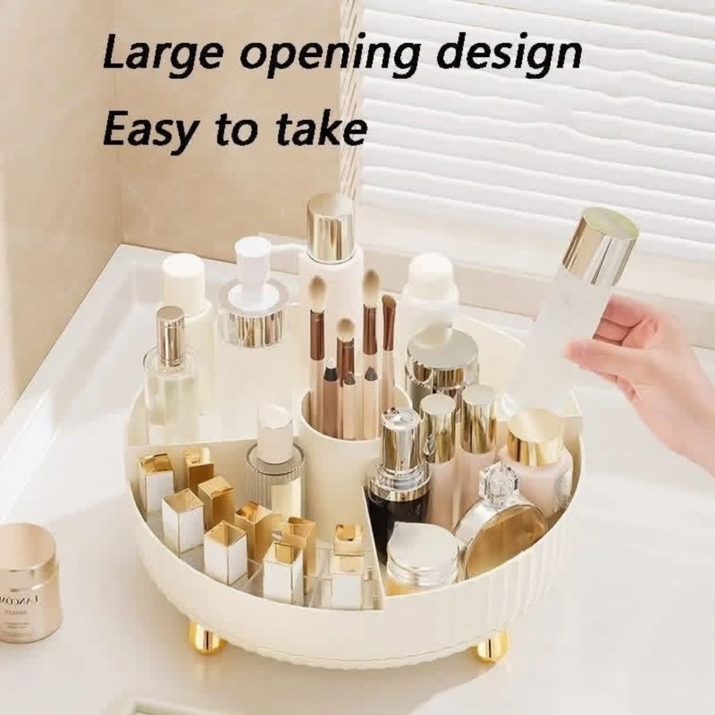 Large Capacity Rotating Cosmetics Organizer Tray