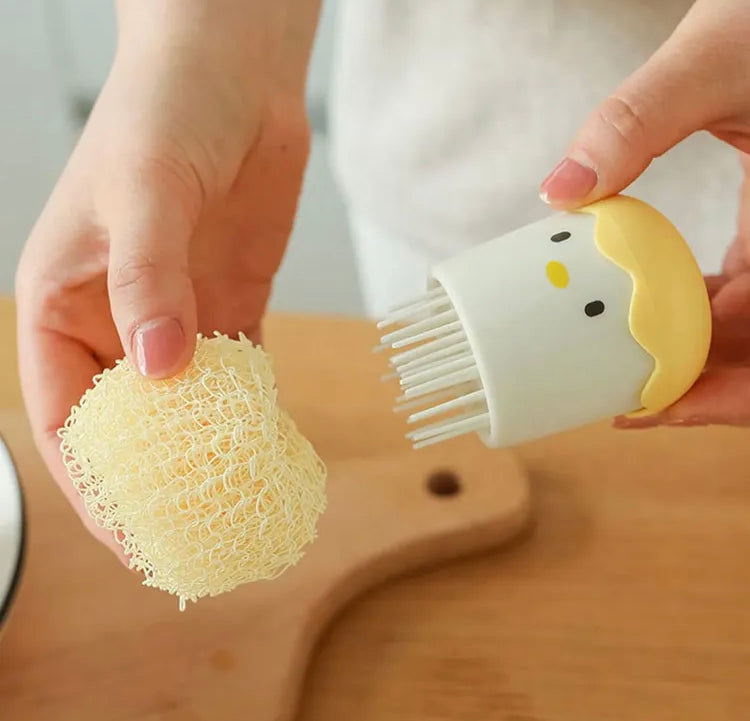 Cute Chick Egg Shaped Kitchen Sponge Holder with Scrubber