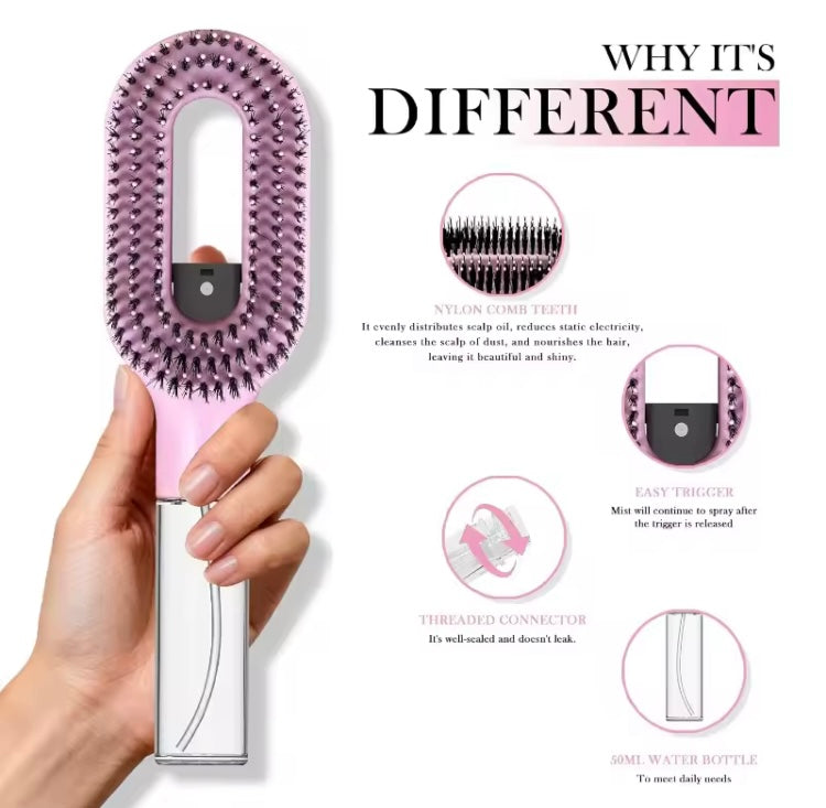 2 in 1 Spray Hair Brush Detangling Scalp Massage Comb with Water Mist Spray