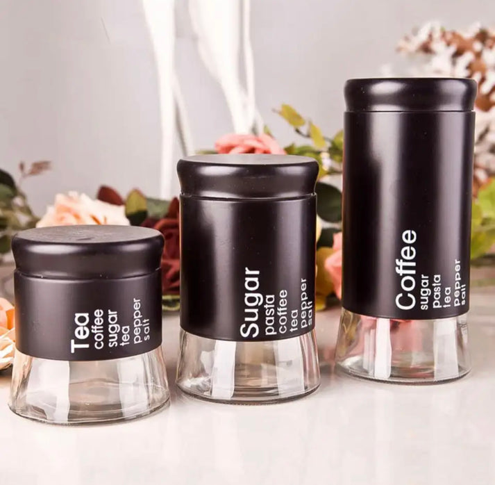 3 Pcs Glassware Spice Jars Set (400ml,600ml,800ml)