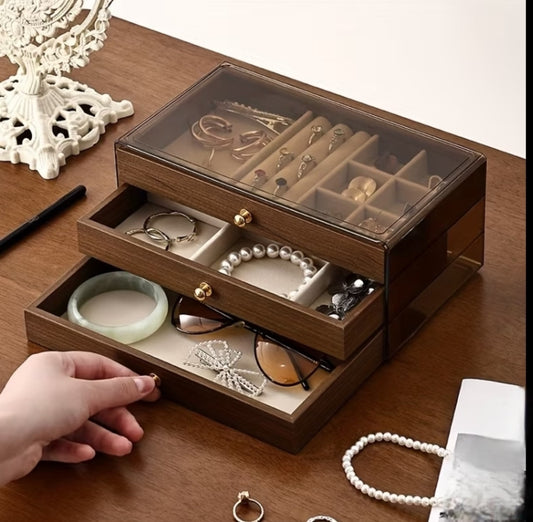 Wooden Dustproof 3 Layer Jewellery Organizer
