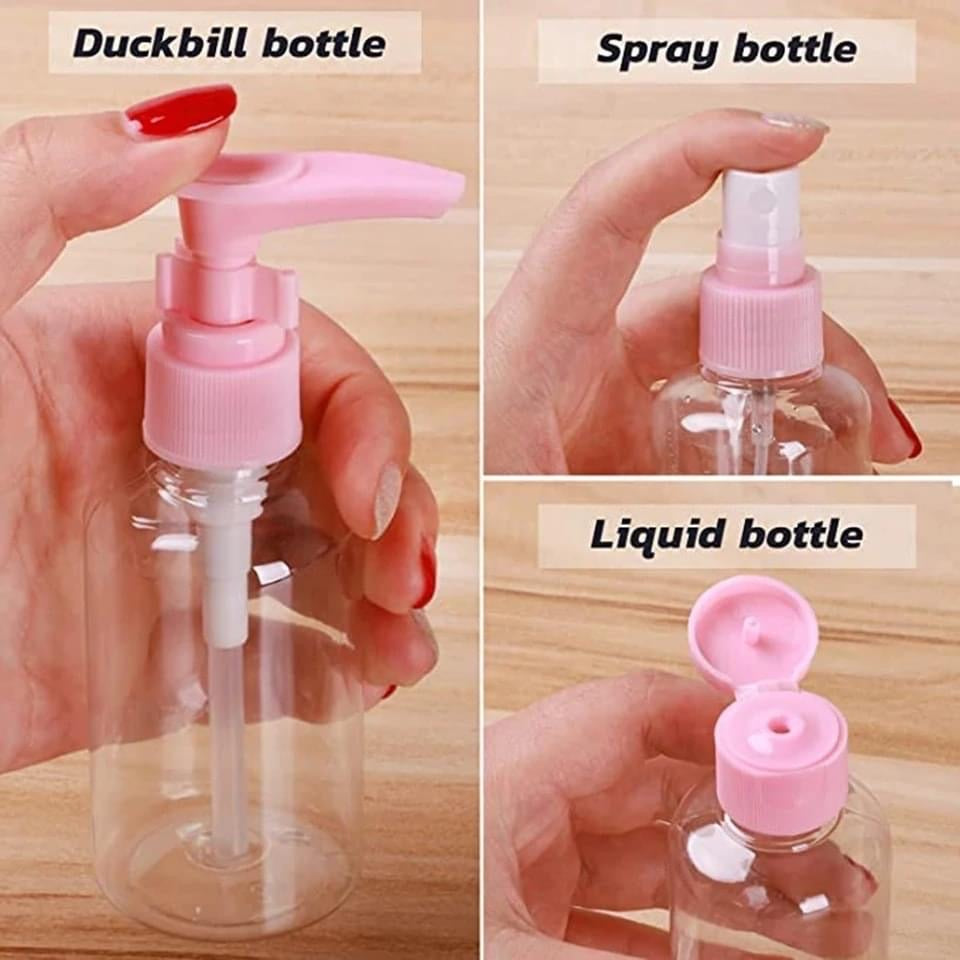 Set of 4 Travelling Kit Liquid Pump Bottle Pouch