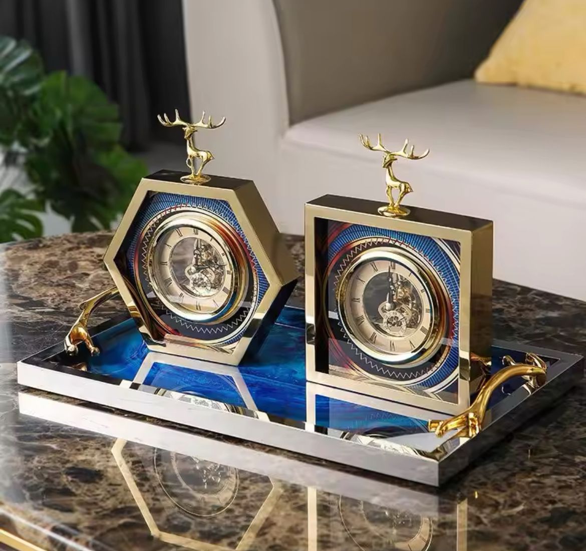 Metal Antique Vintage Desk Table Clock