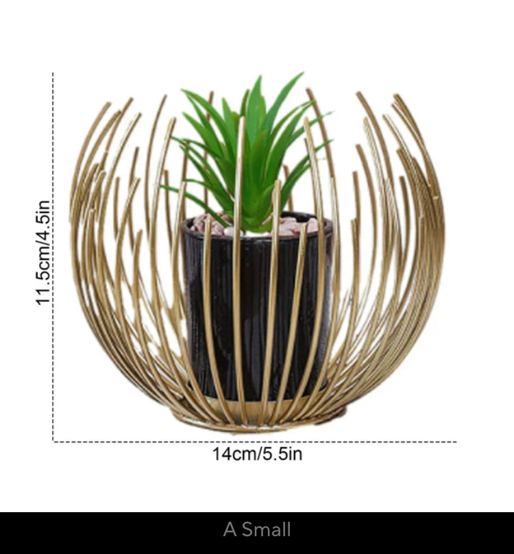 Metal Cage Style Potted Artificial Plant Centerpiece Home Decor