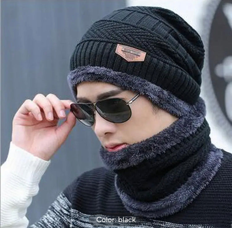 Winter Beanie Cap for Men & Women Thick Wool Knitted Set