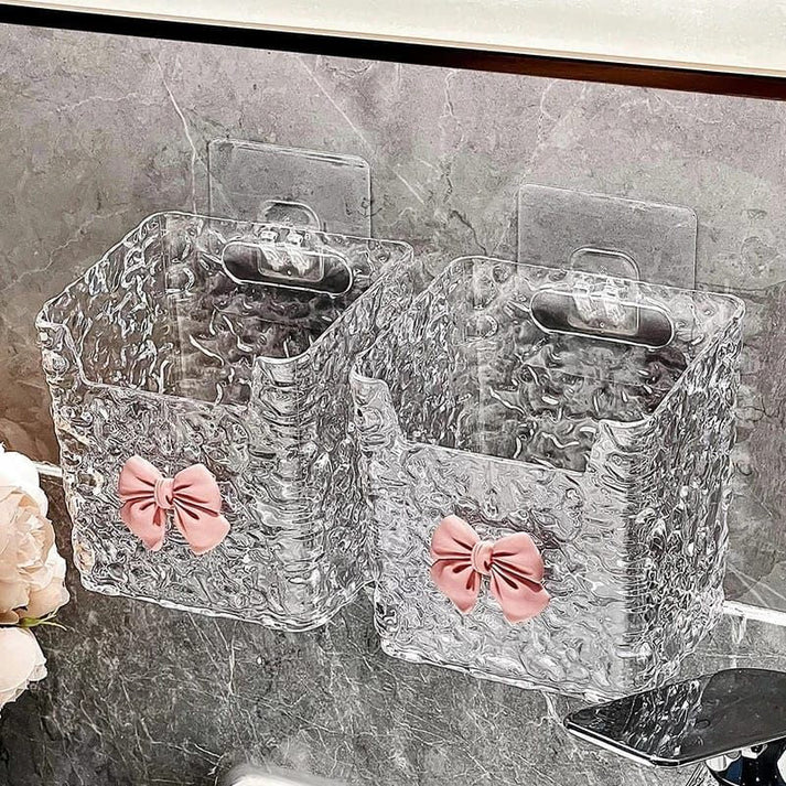 Wall Adhesive Acrylic Bow Storage Holder