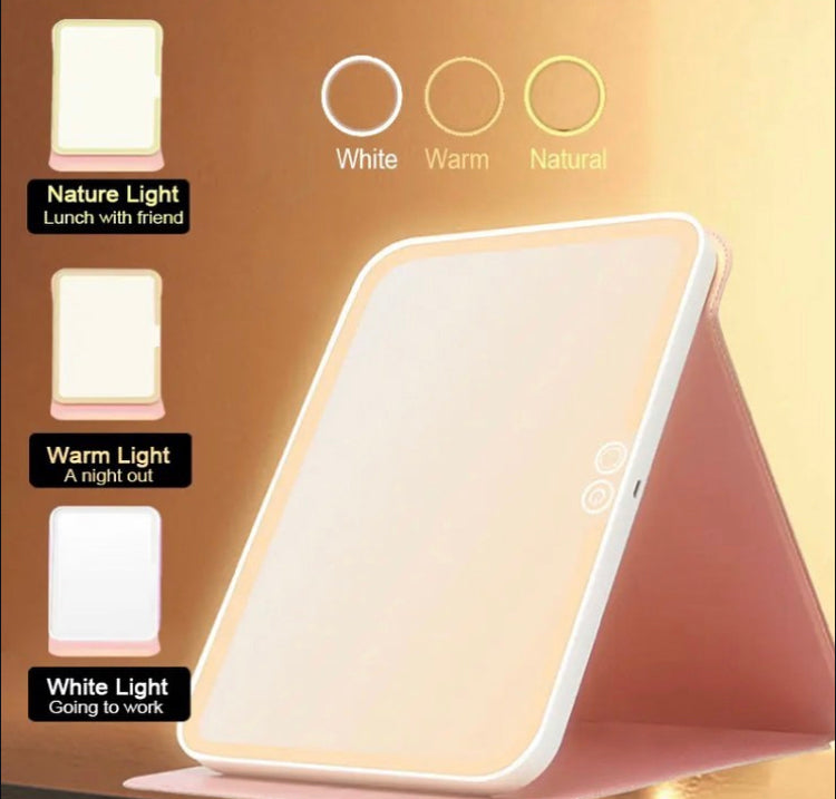 LED foldable makeup mirror Portable USB Rechargeable 3 Light Modes