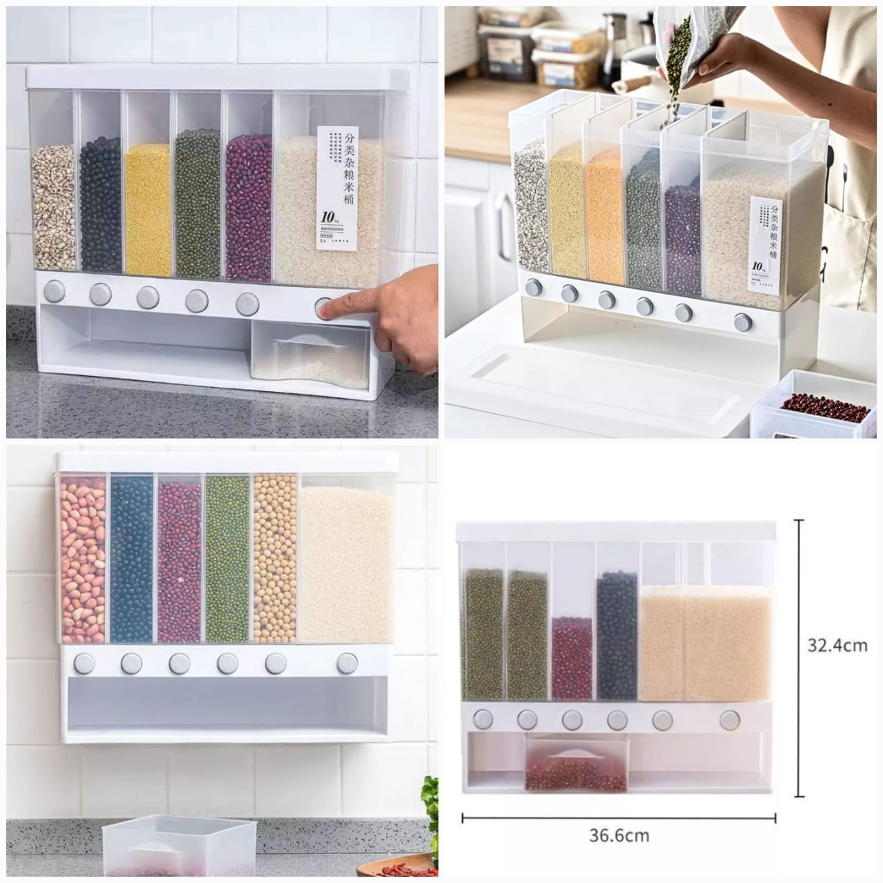 10L 6 Grids Cereal Food Dispenser