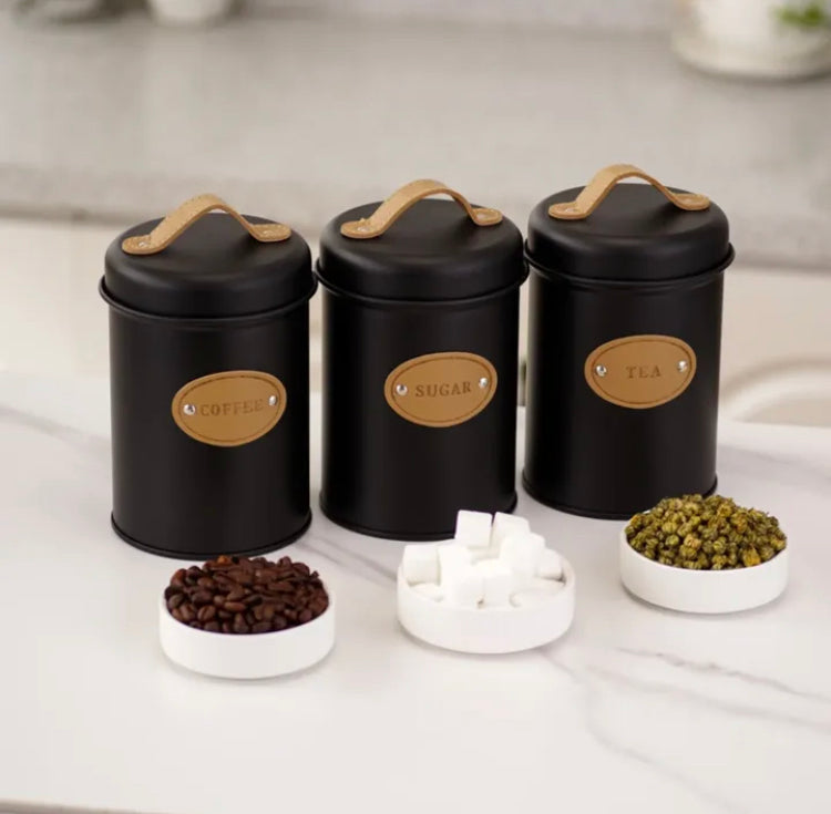 3 Pcs High Quality Metal Kitchen Jars Set