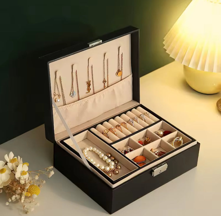 Double Layer Leather Large Capacity Jewellery Box