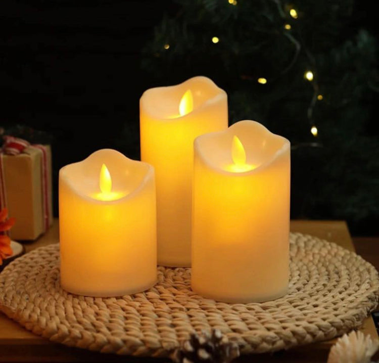 3 Pcs Set Warm LED Candle with moving (Battery Operated)