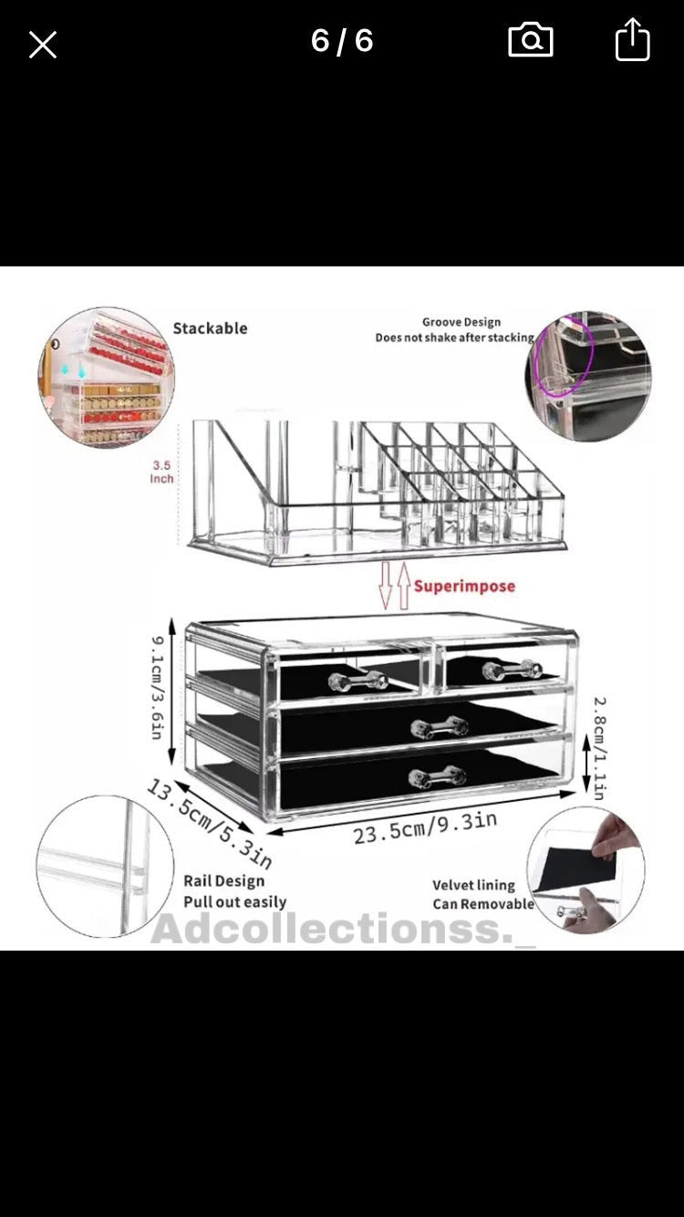Acrylic 4 Drawers Cosmetics Makeup Organizer