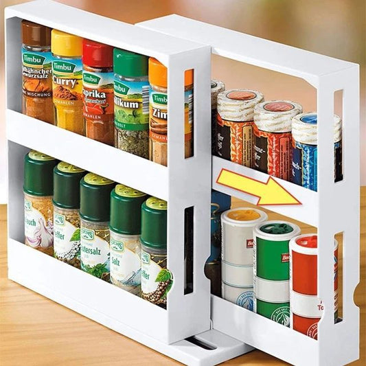 Multi-Function 2 Tier Rotate Storage Rack Seasoning Rack